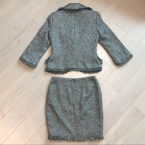 Bebe Tweed Skirt Suit Set Blazer - Size 2 - Picture 3 of 6